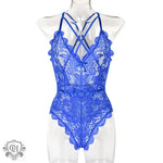 ​Lace Criss Cross Backless Bodysuit -  QH Clothing