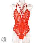 ​Lace Criss Cross Backless Bodysuit -  QH Clothing