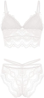 Lace Edge Plunge Push-Up Lingerie Set - Clothing