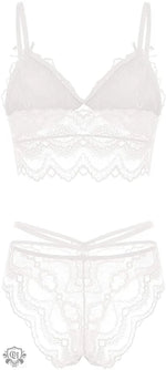 Lace Edge Plunge Push-Up Lingerie Set - Clothing