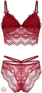 Lace Edge Plunge Push-Up Lingerie Set - Clothing