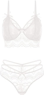 Lace Edge Plunge Push-Up Lingerie Set - Clothing