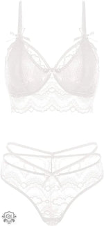 Lace Edge Plunge Push-Up Lingerie Set - Clothing