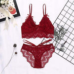 Lace Edge Plunge Push-Up Lingerie Set - Clothing