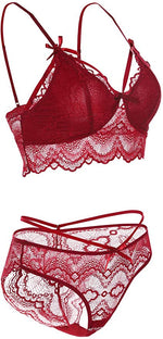 Lace Edge Plunge Push-Up Lingerie Set - Clothing