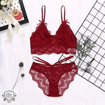 Lace Edge Plunge Push-Up Lingerie Set - Clothing