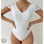 Summer Solid Color Lace See through Deep V Plunge neck Backless Niche Design Jumpsuit - Quality Home Clothing| Beauty