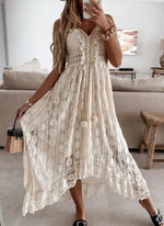 Summer Lace Sling Large Swing Solid Color Long Maxi Dress - Quality Home Clothing| Beauty