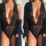 ​Lace Temptation Deep Plunge Bodysuit -  QH Clothing