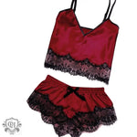 ​Silk Lace Trim Pajama Set -  QH Clothing