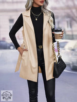 Lace-Up Faux Leather Vest Coat - Clothing