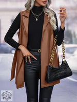 Lace-Up Faux Leather Vest Coat - Clothing