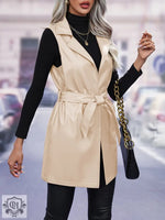 Lace-Up Faux Leather Vest Coat - Clothing