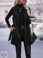 Lace-Up Faux Leather Vest Coat - S / Black - Clothing