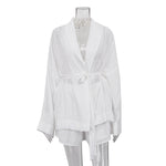 Lace-Up Top & Shorts Set - S / White - Clothing