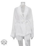 Lace-Up Top & Shorts Set - S / White - Clothing