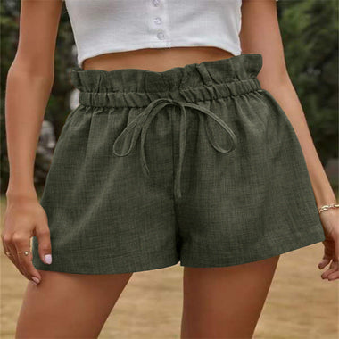 High Waist Lace-up Wide Leg Shorts - QH Clothing