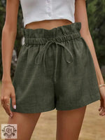 High Waist Lace-up Wide Leg Shorts - QH Clothing