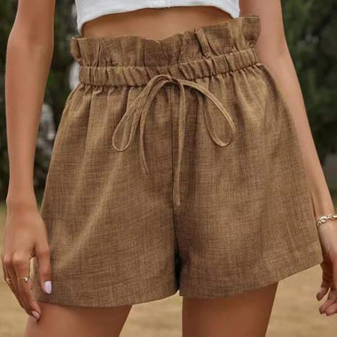 High Waist Lace-up Wide Leg Shorts - QH Clothing