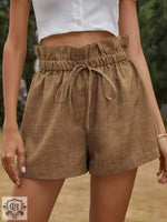 High Waist Lace-up Wide Leg Shorts - QH Clothing