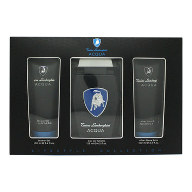 Lamborghini Acqua Gift Set 125ml EDT + 100ml Shower Gel + 100ml Aftershave Balm - Fragrance