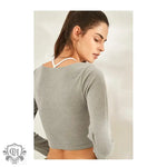 Yoga Workout Clothes Women Large V-neck Casual Breathable Running Sport Long Sleeve Quick Drying Clothes - Quality Home Clothing| Beauty