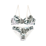 Leaf Pattern Push-Up Bra Set - Clothing