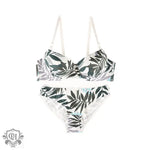 Leaf Pattern Push-Up Bra Set - Clothing