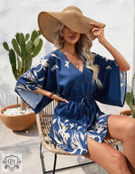 Summer Leaf Print Vacation Dress - QH Clothing