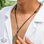 Fashion vintage leather chain with five-pointed star design hip-hop necklace -  QH Clothing