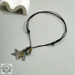 Fashion vintage leather chain with five-pointed star design hip-hop necklace -  QH Clothing