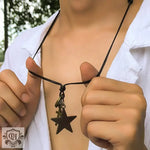 Fashion vintage leather chain with five-pointed star design hip-hop necklace -  QH Clothing