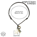 Fashion vintage leather chain with five-pointed star design hip-hop necklace -  QH Clothing