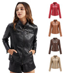 Slim Fit Leather Jacket with Zipper - QH Clothing