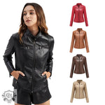 Slim Fit Leather Jacket with Zipper - QH Clothing