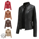 Slim Fit Leather Jacket with Zipper - QH Clothing