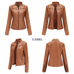 Slim Fit Leather Jacket with Zipper - QH Clothing