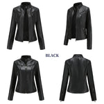 Slim Fit Leather Jacket with Zipper - QH Clothing