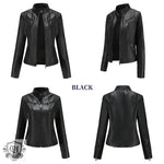 Slim Fit Leather Jacket with Zipper - QH Clothing