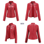 Slim Fit Leather Jacket with Zipper - QH Clothing