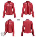 Slim Fit Leather Jacket with Zipper - QH Clothing