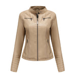 Slim Fit Leather Jacket with Zipper - QH Clothing