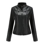 Slim Fit Leather Jacket with Zipper - QH Clothing