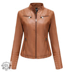 Slim Fit Leather Jacket with Zipper - QH Clothing