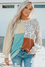 Contrast Color Top Women Spring Autumn Leopard Print round Neck Long Sleeve Sweater Women - Quality Home Clothing| Beauty