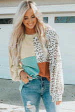 Contrast Color Top Women Spring Autumn Leopard Print round Neck Long Sleeve Sweater Women - Quality Home Clothing| Beauty