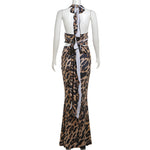 Leopard Print Halter Top & Maxi Skirt - Clothing