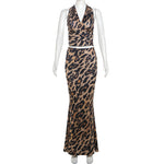 Leopard Print Halter Top & Maxi Skirt - Clothing