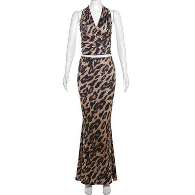 Leopard Print Halter Top & Maxi Skirt - Clothing