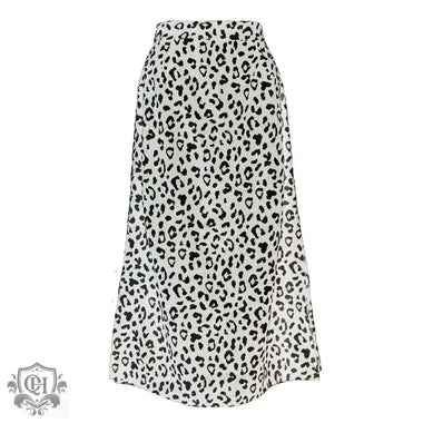 Spring Summer  Women Clothing Leopard Print Chiffon Floral Print Slit Skirt  Sexy Zipper High Waist Midi Skirt - Quality Home Clothing| Beauty